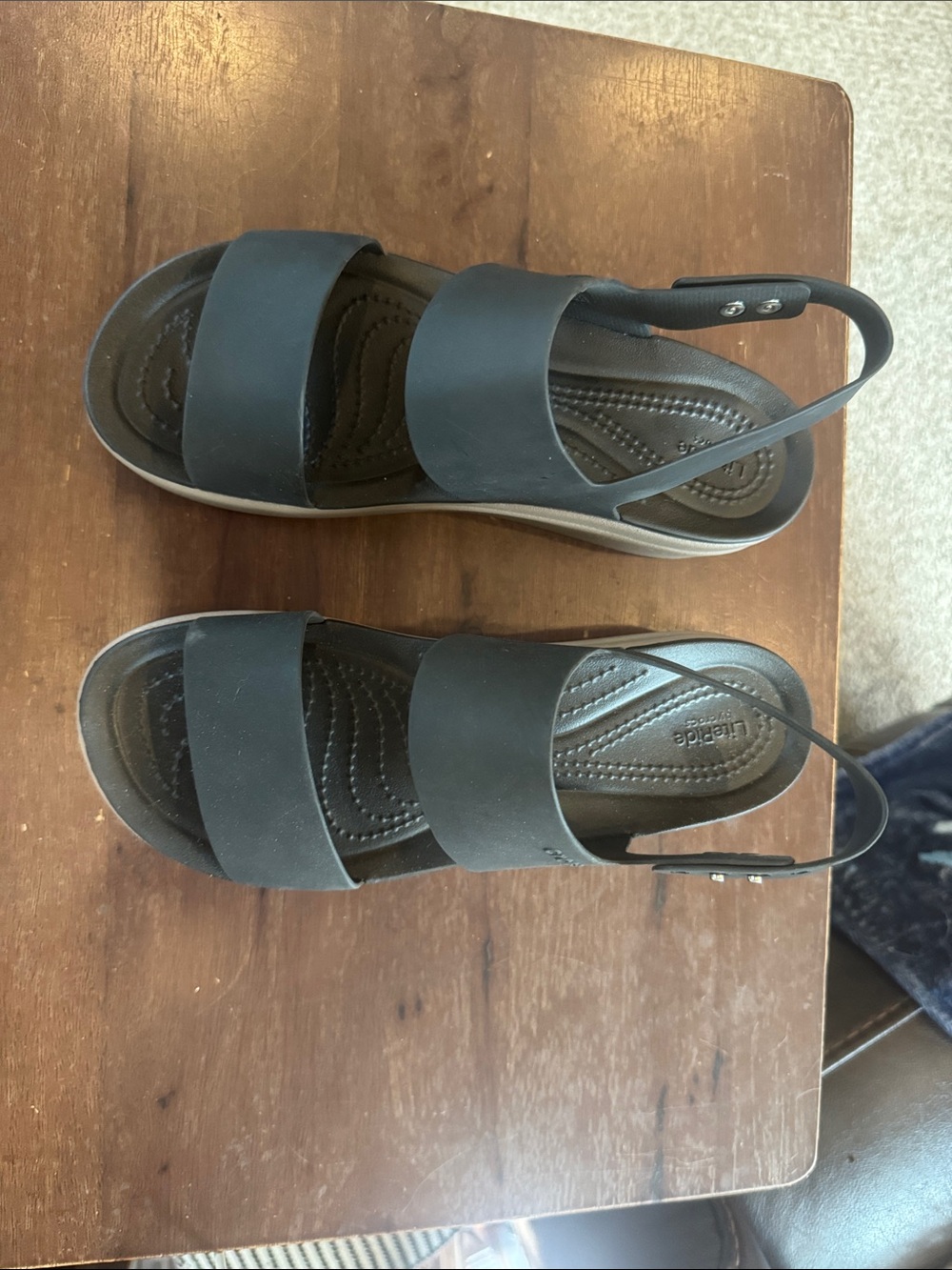 CROCS Black Duo-Strap Slingback Sandals